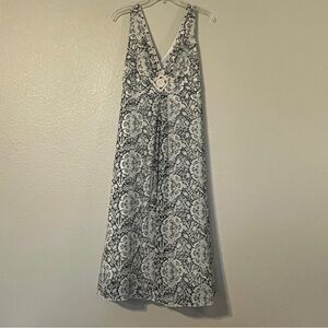 Jonathan Martin Size 10 Black & Ivory Floral Print Sleeveless V-Neck Dress